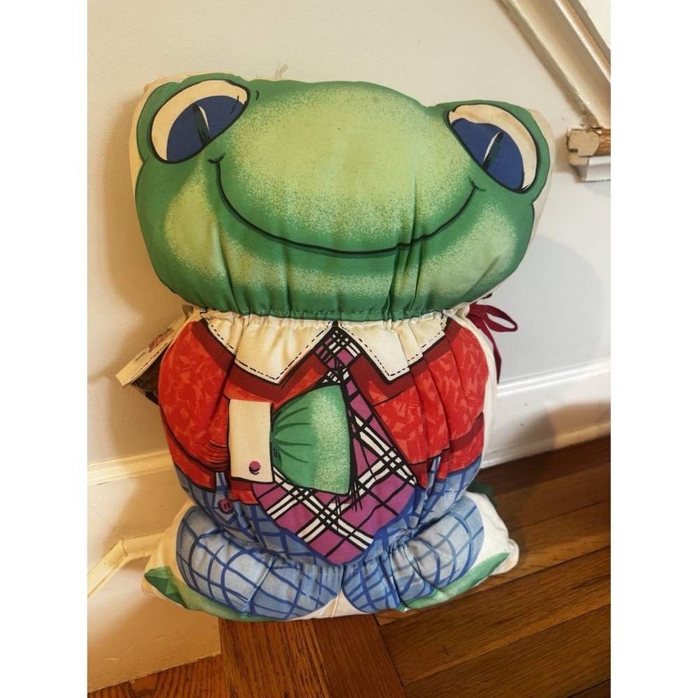 Vintage Pillokins Ribbit O' Casey‎ Huggable Pillow Frog 80s 1987 Stuffed 19x15